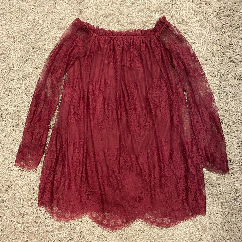 Forever 21 Maroon Lace Dress